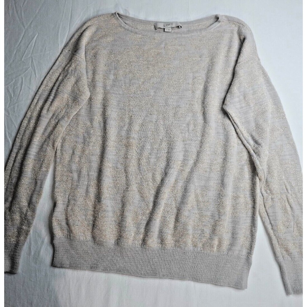 Ann Taylor Loft Women's Size S Gold‎ Sparkly Holiday Sweater Long Sleeve
